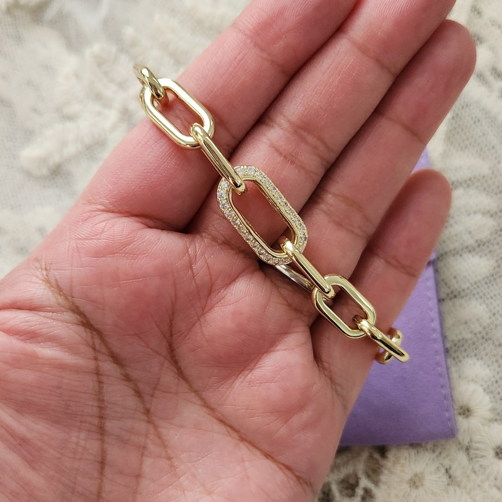 Melinda Maria Gold Chain Bracelet with Pavé Detail